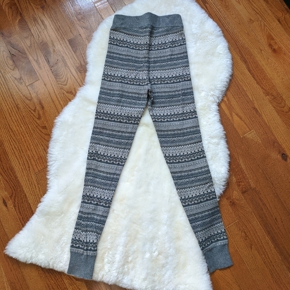 ROOTS fair isle striped knit sweater leggings warm grey xs - Picture 2 of 10